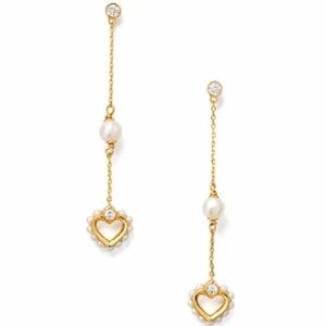 kate spade Gold Heart Drop Earrings with Pearls and Crystals